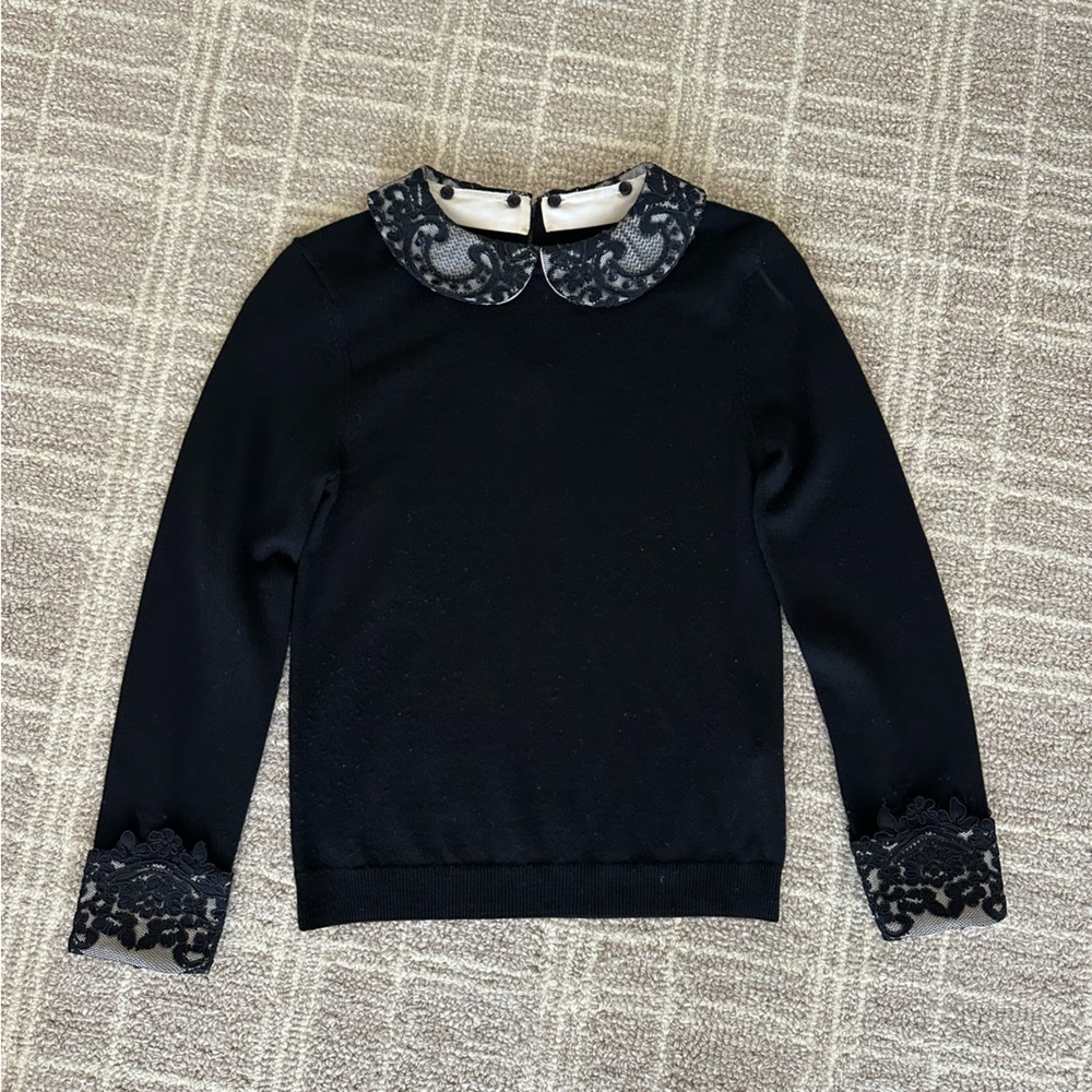 Alice + Olivia Black Top with Lace Accents